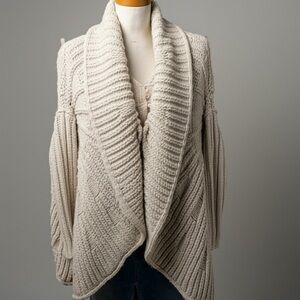 The Cue Anthropologie Comete Cozy Cream Knit Sweater Sz M Cabin Core Bohemian